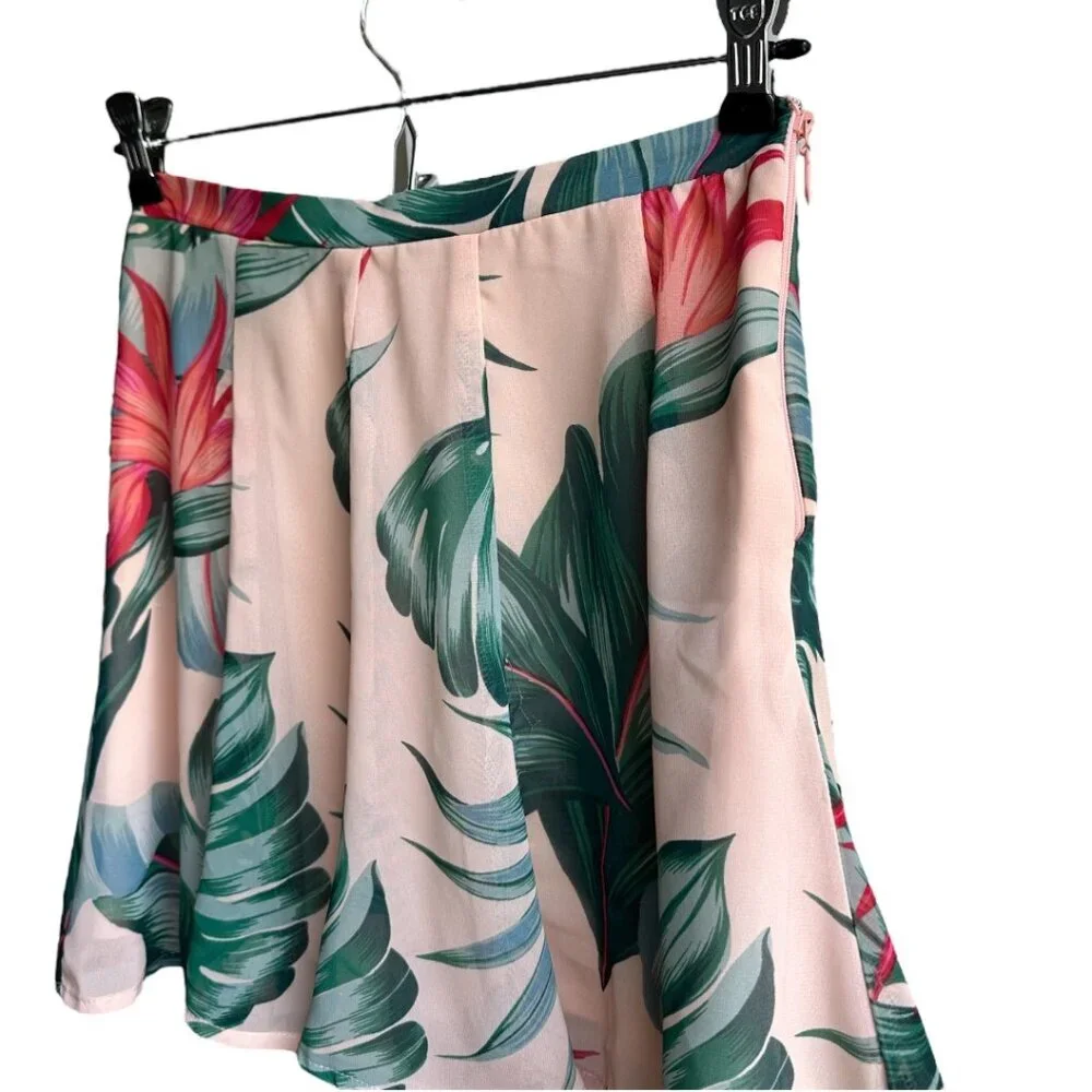 Show Me Your MuMu Kauai Kisses Mini Tropical Palm Leaf Tree Print Skater Skirt 0 - Picture 9 of 11